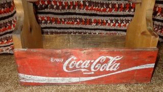 OLD VTG COCA - COLA COKE Wooden Soda Pop Crate Primitive STORAGE Box TOTE CARRIER 2