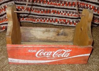 OLD VTG COCA - COLA COKE Wooden Soda Pop Crate Primitive STORAGE Box TOTE CARRIER 3