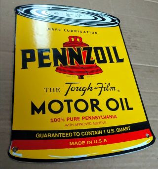 Pennzoil Can Oil Gas Gasoline Porcelain Advertising Sign