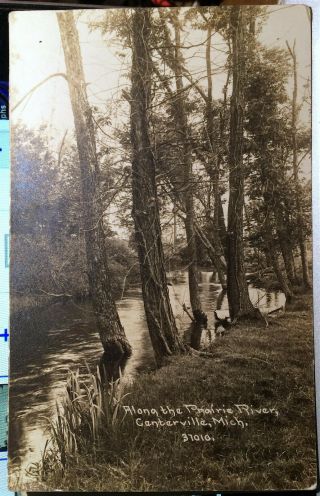 Prairie River,  Centerville,  Michigan,  Childs Photo Post Card 1915 St.  Joseph Co.