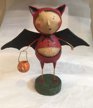 Lori Mitchell Sebastian The Bat Halloween Retired 10” Tall Carrying Pumpkin