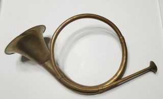 Vintage Brass Hunting French Horn Bugle Round Wall Decor