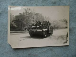 WWII US Army Photo German Tank Destroyer and Troops Surrender VE Day May 8 WW2 2