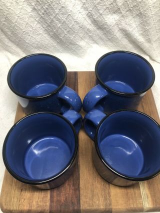 Set Of 4 Marlboro Unlimited Blue Speckled Stoneware Coffee Mugs Tea Cups / 16oz