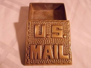 Brass Box Lidded U.  S.  Mail Trinket Stamp Shape Taiwan