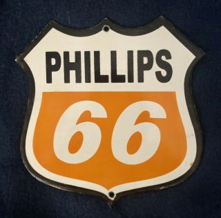 Porcelain Phillips 66 Enamel Sign 6 " X 6 " Inches White