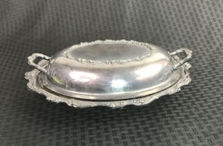 Vintage Webster Wilcox Silver Plate 10” Serving Dish W/handled Lid American Rose
