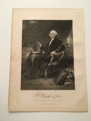 S12) President George Washington C.  1867 Engraving Alonzo Chappel