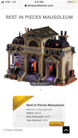 Rare Lemax Spooky Town Mausoleum.  Gift Will Reveal To Bidders.