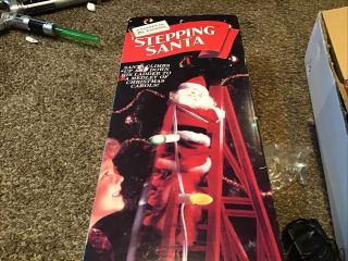 Mr Christmas 1994 Stepping Santa Climbing Ladder Lights 15 Music Carols Ex Cond