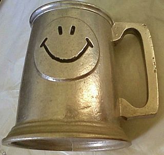 Vtg 70s Wilton Pewter Mug Cup - Have A Day Smiley Happy Face