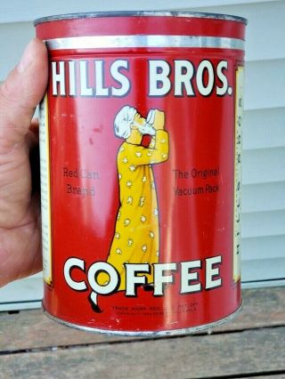 Vintage Hills Bros Coffee 2 Lb Tin Can Has Lid