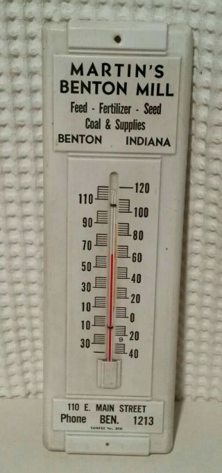 Vintage Metal Thermometer Coal,  Feed,  Seed Advertising Benton Indiana