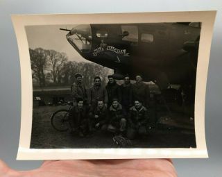 Ww2 Usaaf B - 17 Bomber Miss Quachita Crew & Nose Art Photo Shot Down 02/44 C209