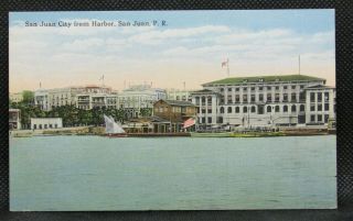 1916 Printed San Juan City From Harbor,  Puerto Rico Carbia Brothers Post Card