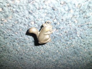 Vintage Metal Squirrel Pendant - Charm W/3 Tiny Bone Dice