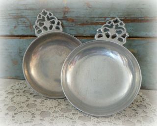 2 Vintage Wilton Rwp Pewter Porringer Dishes Bowls With Handles