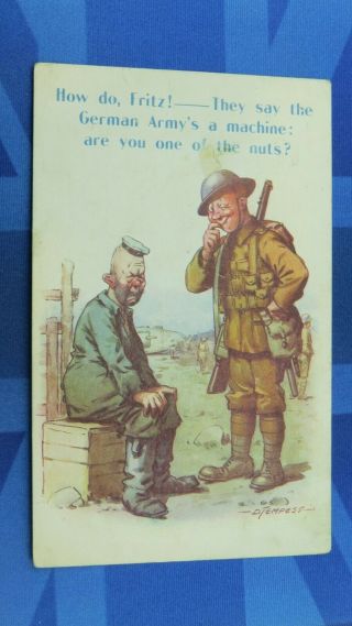Ww1 Bamforth Military Comic Postcard German Prisoners War Of Pow British Tank