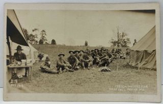 Rppc Soldiers Phoenix Md Camp Waiting For Mess Call C1913 Real Photo Postcard