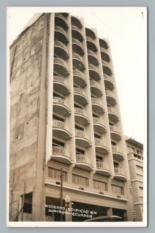 “moderno Edificio” Guayaquil Ecuador Rppc Vintage Modern Architecture Photo 50s