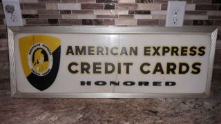 Vintage American Express Credit Cards Honored Lighted Sign
