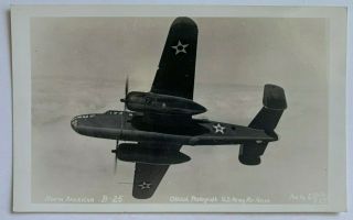 Rppc Postcard 1940s Wwii North American B - 25 Bomber Aircraft Usaaf Ellis 815