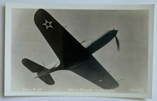 Rppc Postcard Wwii 1940s Bell P - 39 Fighter Aircraft Us Army Air Force Ellis 816