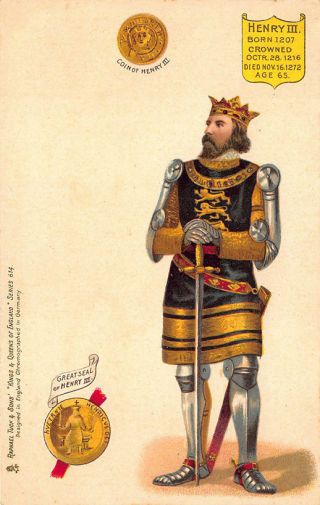Raphael Tuck Kings And Queens Of England King Henry Iii Postcard