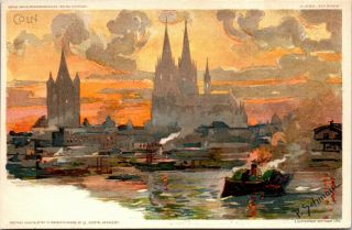 River View Stuggart Vintage - Germany Coln Postcard - Pc Artist Signed