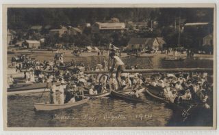Vancouver Island Bc Canada Social History Cowieham Bay Regatta Rp Postcard 1914