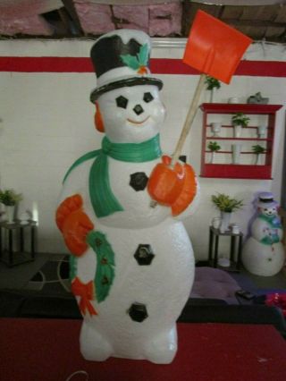 Vintage 1995 Tpi “frosty” Snowman Blow Mold Christmas Lighted Decor With Shovel