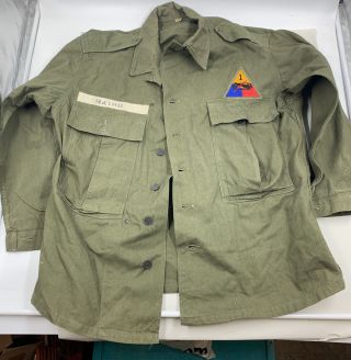 Wwii 1st Armored Div.  Patch Od Green Shirt Named