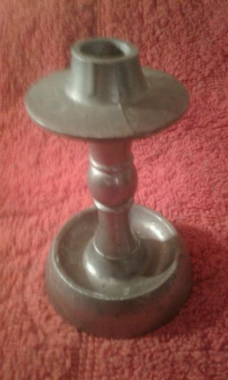 Vintage Pewter Candlestick Holder With Handle Sexton 1973 Holds Taper Candles 3