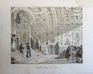 Church Of The Dead Urbania Italy 1833 Hand Colored Lithograph Skulls Skeletons
