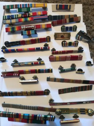 Us Army Military Ribbon Bar Stars With Holders Various Conflicts Campaigns