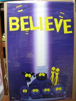 Vintage South Park Believe Comedy Central 1998 Poster Cartoon 13863