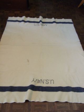 Vintage U.  S.  Navy Wool Blanket 68” X 54”