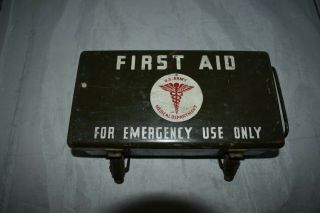 Early Ww2 U S Army Jeep 12 Unit First Aid Kit W/ Partial Contents