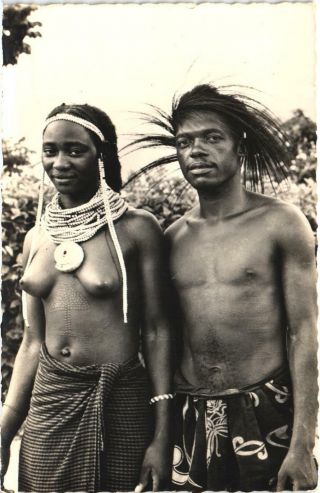 Africa Black Nude Woman Ethnic C1950s Photo Art Postcard