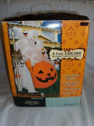Gemmy Airblown Inflatable Halloween Ghost Trio And Pumpkin,  8 Ft.  Tall
