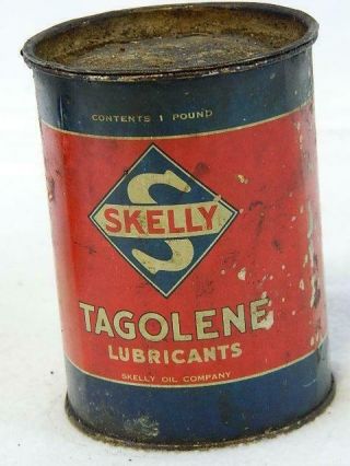Vintage Skelly Tagolene Lubricants One Pound Grease Can Paint