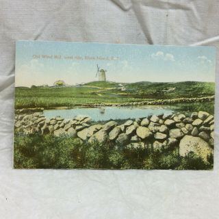 Vintage Postcard Old Wind Mill Block Island R.  I.  Not Windmill David Robin