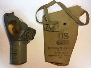 Ww2 / Gas Mask / W/i Bag / U.  S.  / M1a2 - 1 - 1 / Adult Medium