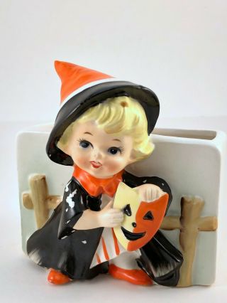 Vintage Relpo Halloween Witch Planter A - 1568 Japan Exc - Girl Witch Only