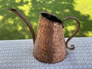 Vintage Vtg Gregorian Solid Copper Small Hammered Watering Can Pitcher Usa Euc