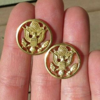 Ww2 Us Army Military Officer Collar Brass Pin Set Pair Unassigned