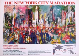 Leroy Neiman Le Numbered Bookplate " Nyc Marathon 79 " Manhattan Runners Race Art