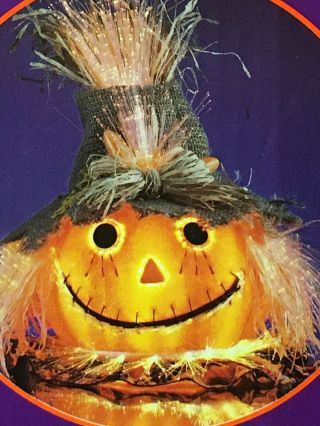 Halloween Fiber Optic Light - Up Pumpkin Head Jack - O - Lantern Scarecrow Decoration