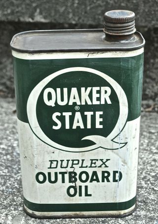 Vintage Quaker State Duplex Outboard Motor Oil Can 1 Qt