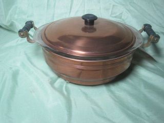 Vintage Coppercraft Guild Porringer Copper & Brass With Pyrex 023 Glass Insert